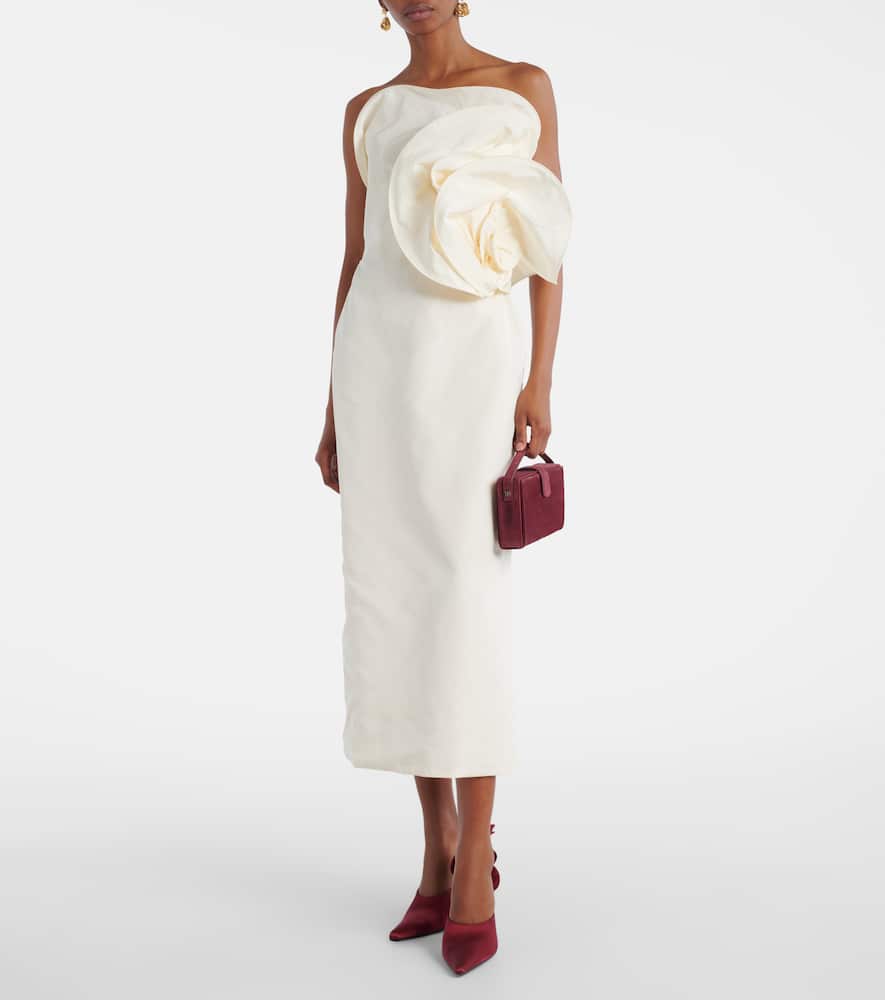 Floral-appliqué corset dress