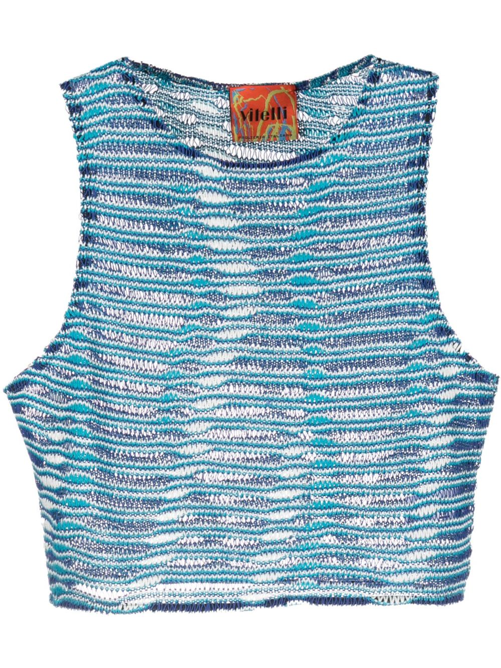 Semi-sheer cropped top - Blue