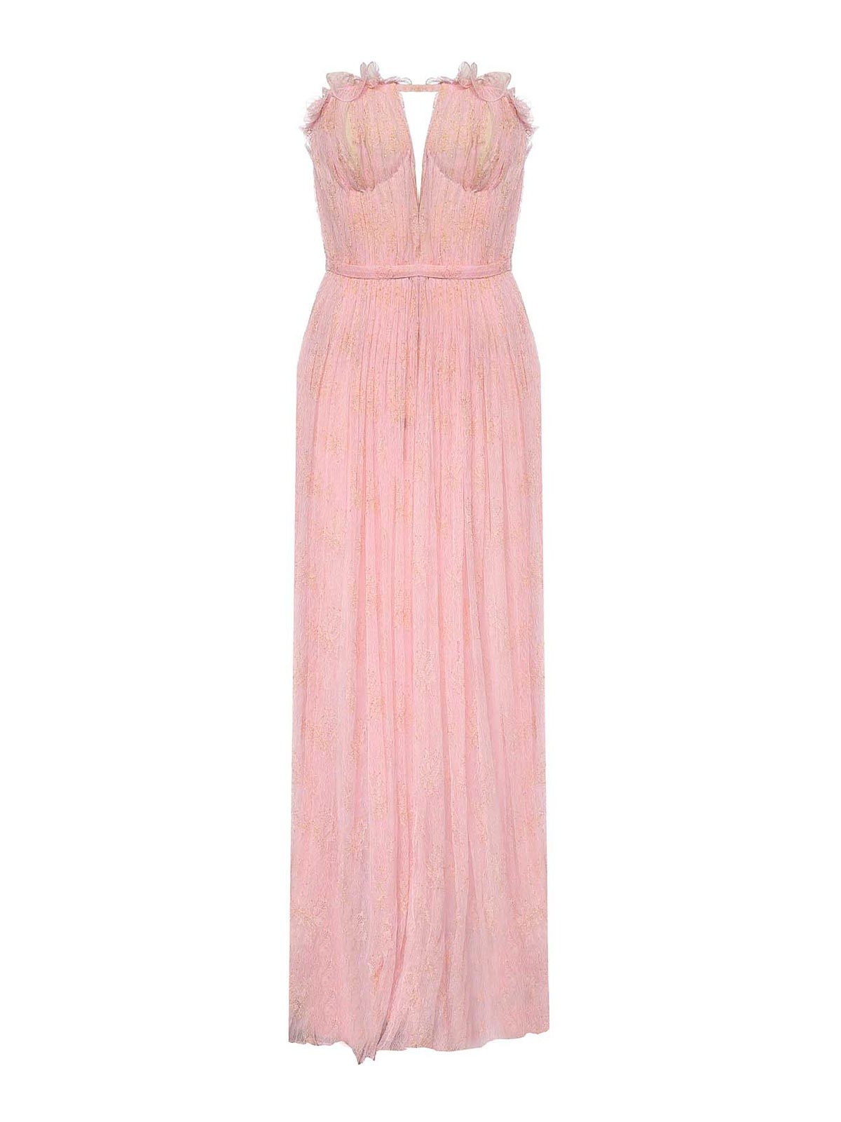 Lace Dress With Ruffled Neckline