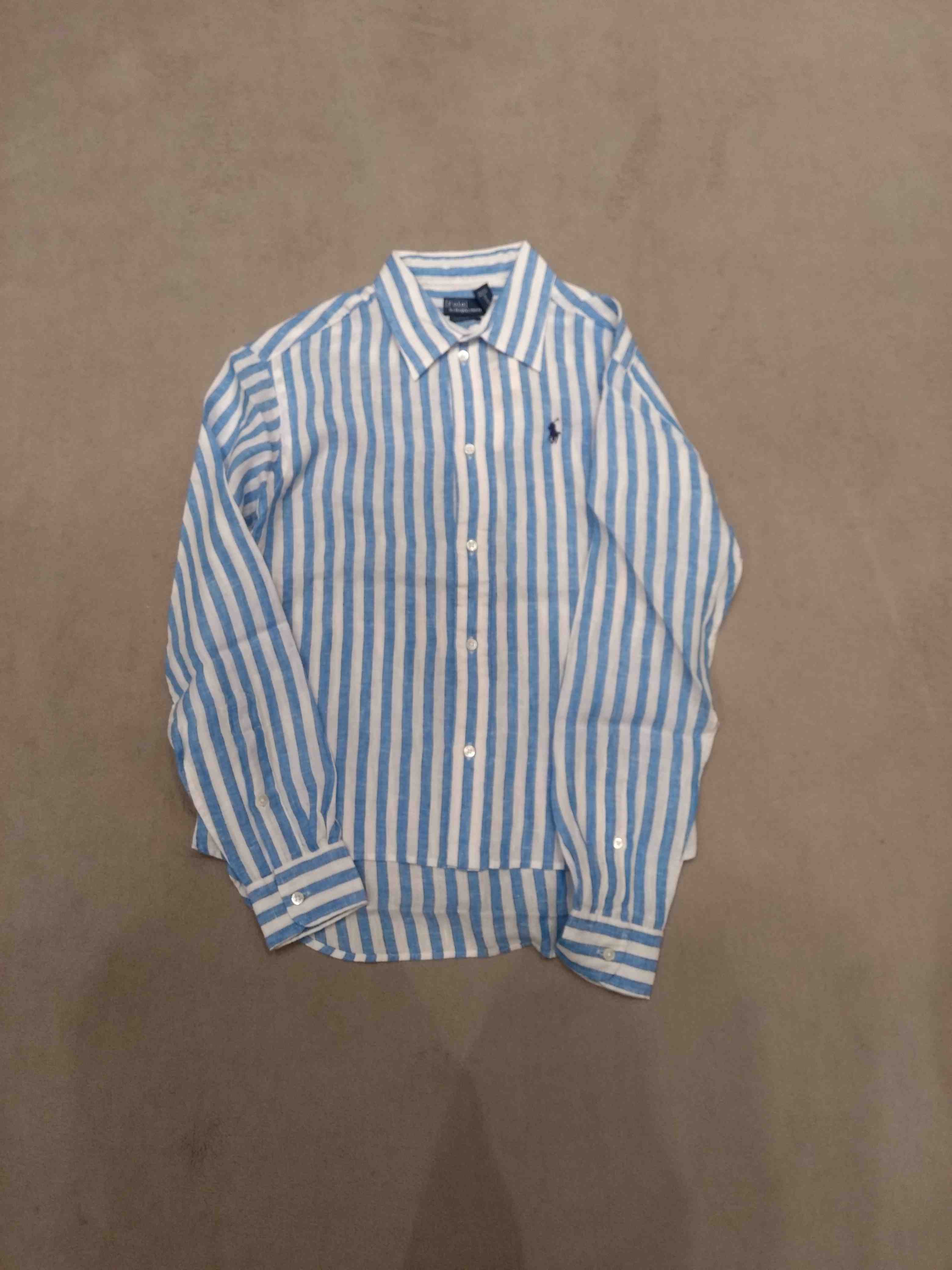 Long Sleeve Button Front Blue Cotton Shirt - Women