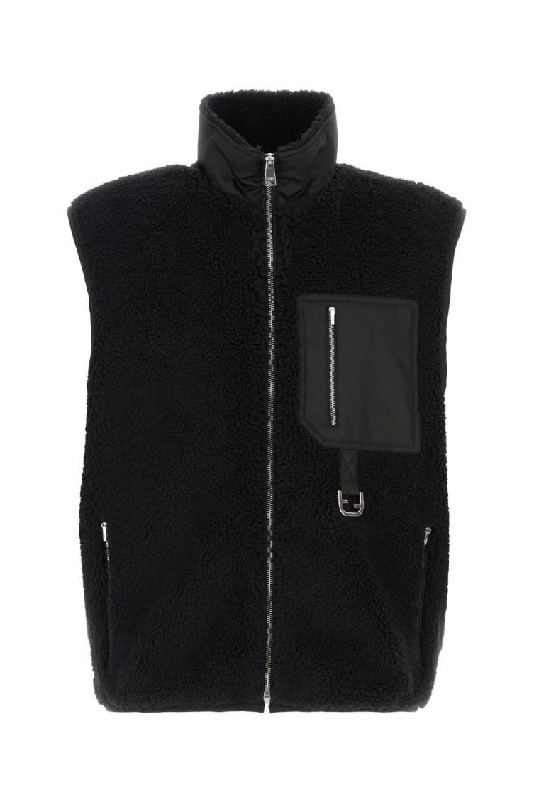 Fendi - teddy fabric vest high collar pockets buckle