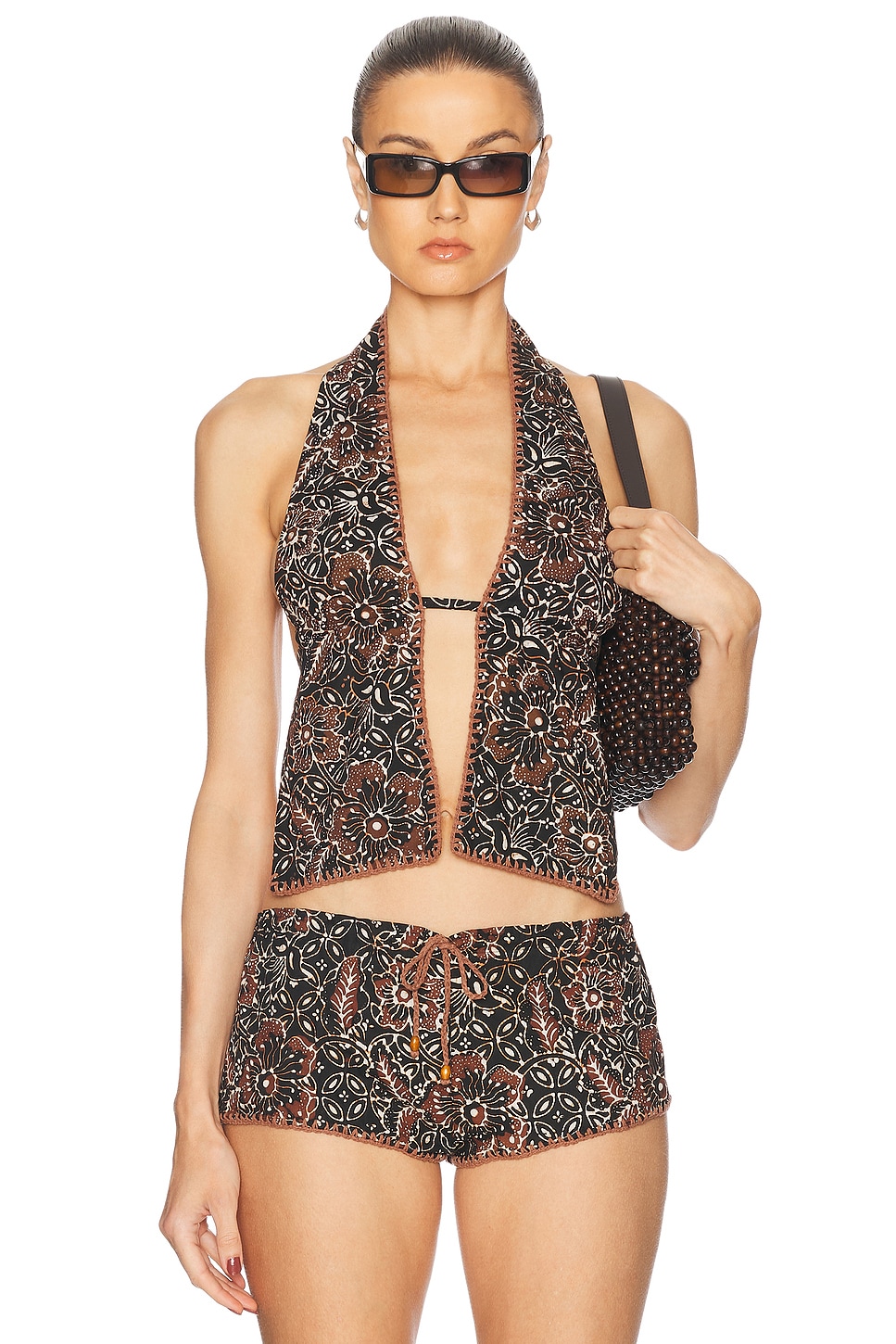 Akoia Swim Batik Crochet Top in Tua - Black.  XL also in