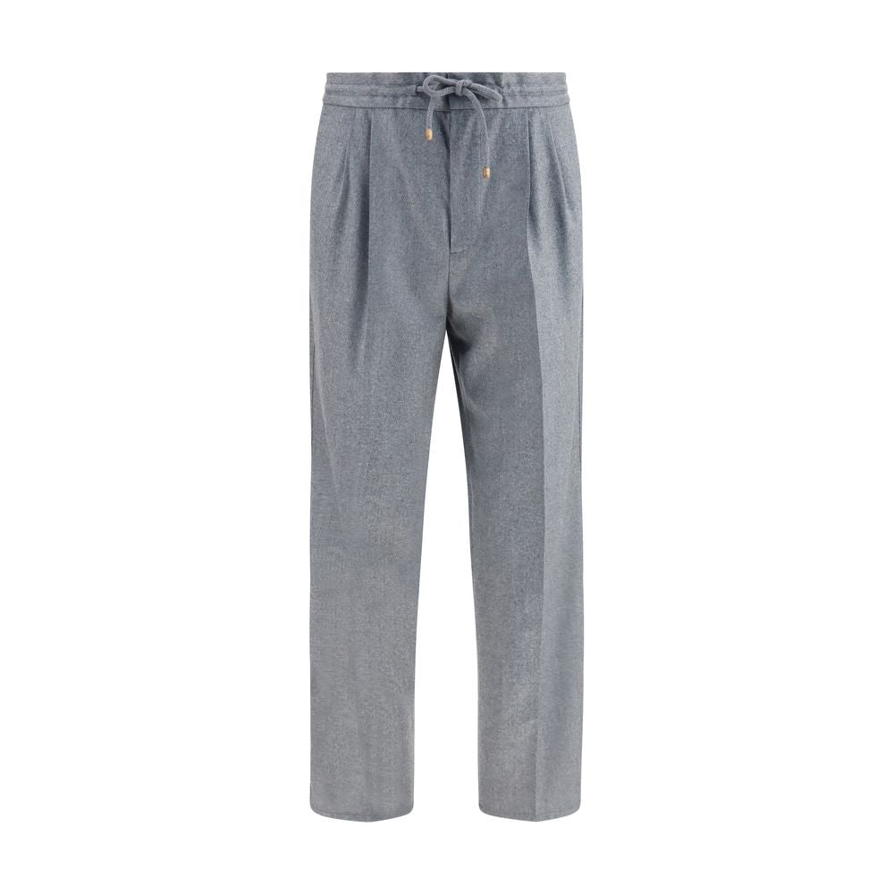 Virgin Wool Mélange Trousers — Gray