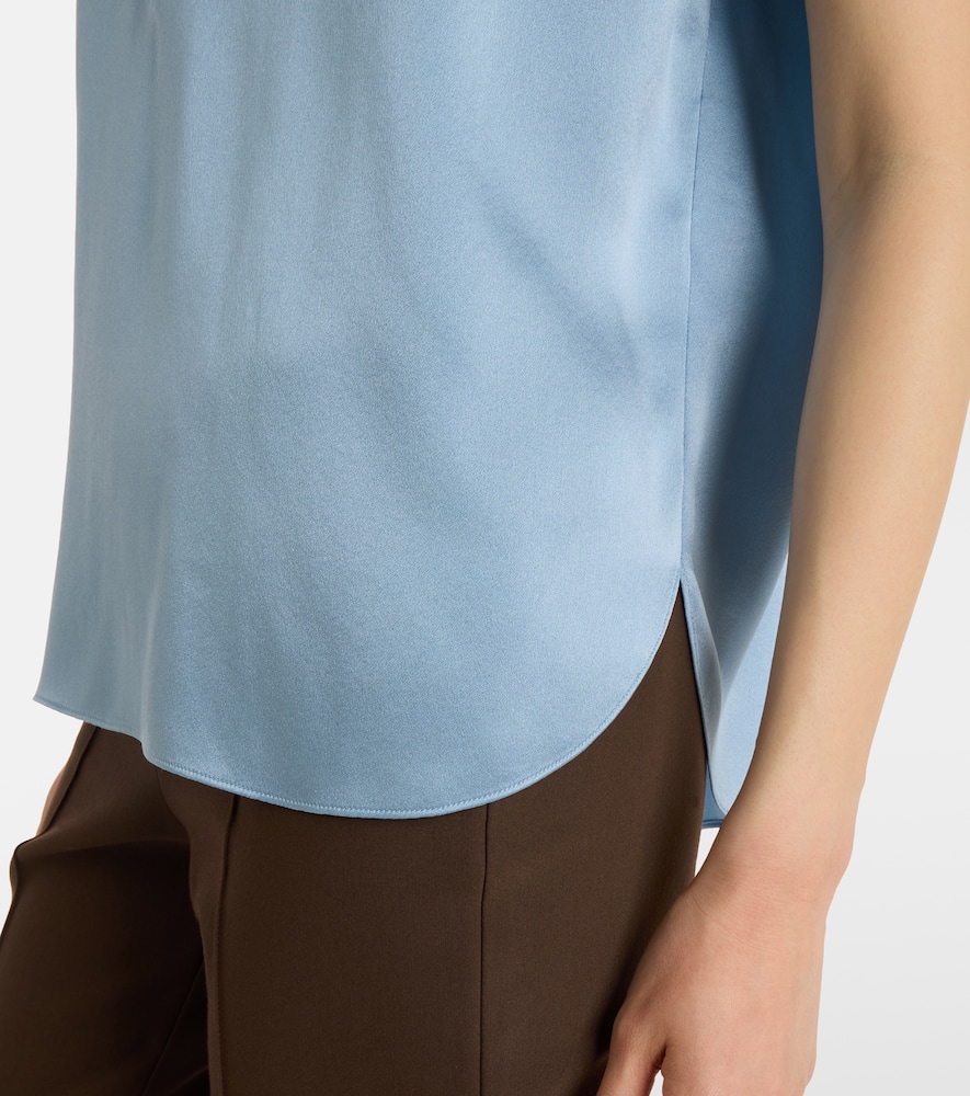 Gathered silk satin blouse
