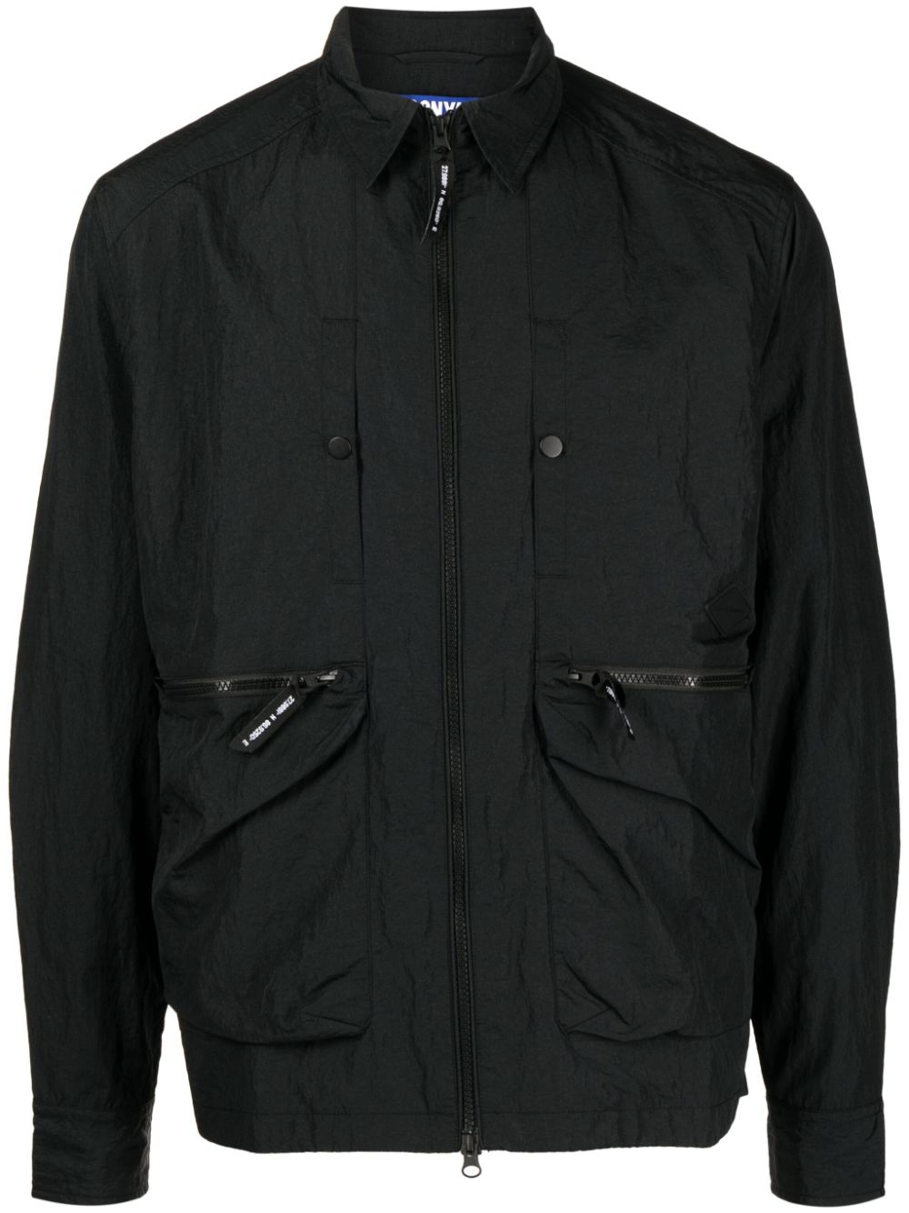 Classic-collar lightweight shirt jacket - Black