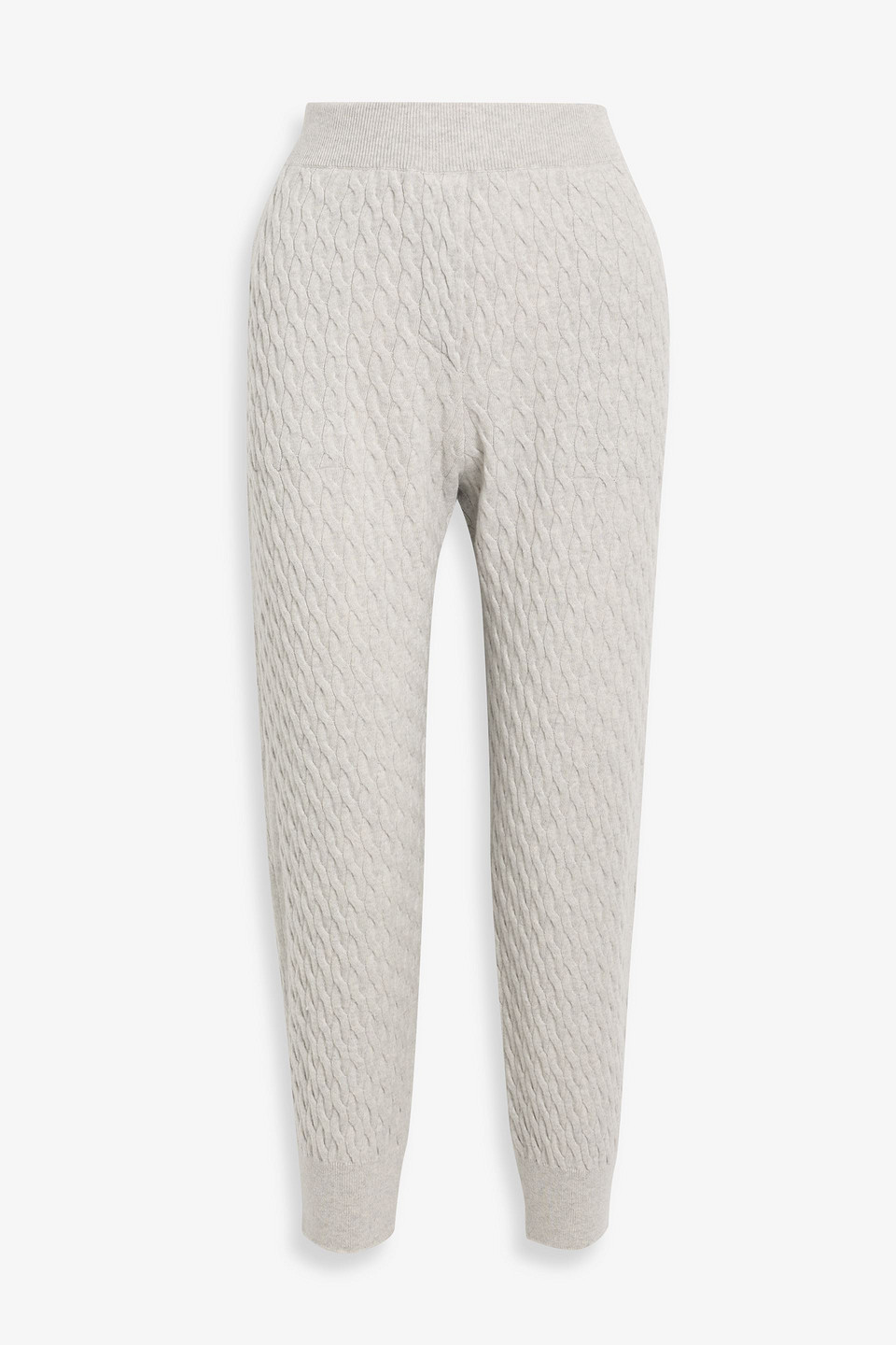 Cable-knit cashmere slim-leg pants - Gray - L