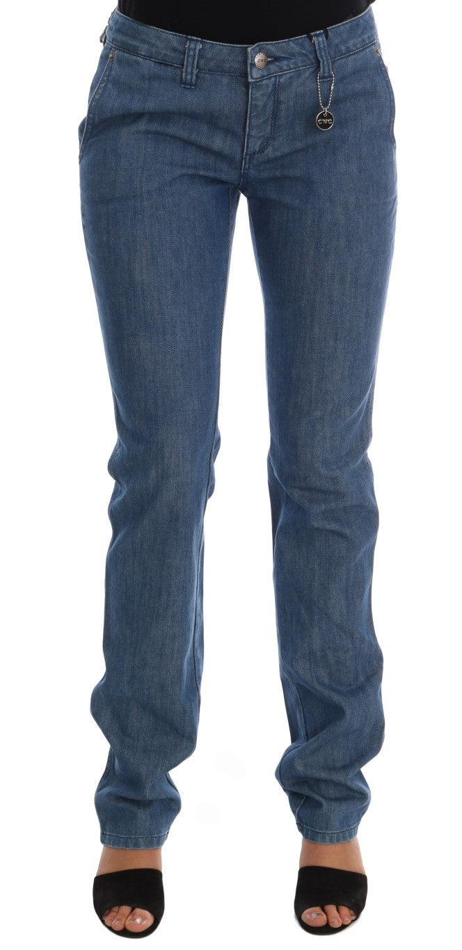 Blue Wash Cotton Slim Jeans — Blue