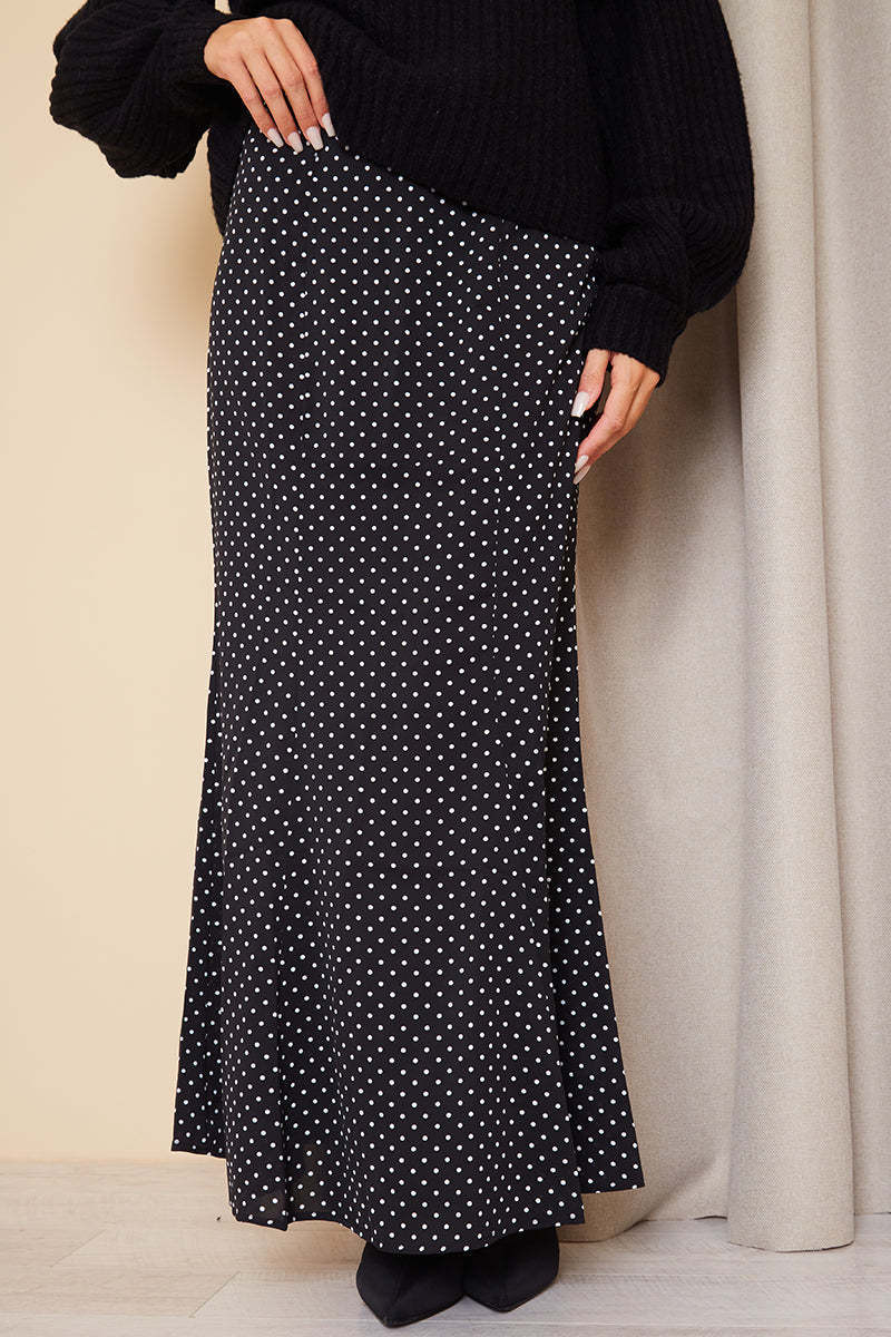 Woven Polka Dot Midaxi Skirt