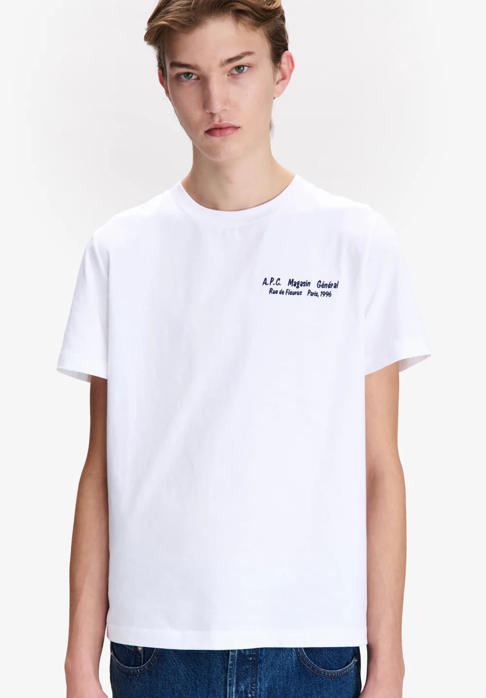 A. P.C. Men's Magasin Général 1996 t-shirt Size: Extra Small in White