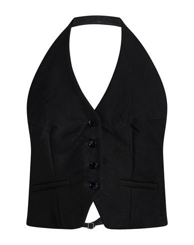 Woman Tailored Vest Black Size 4 Polyester, Viscose, Polyamide