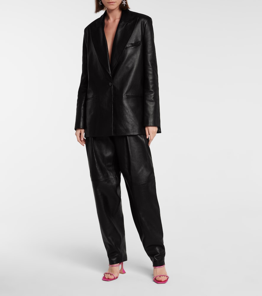 Single-breasted leather blazer