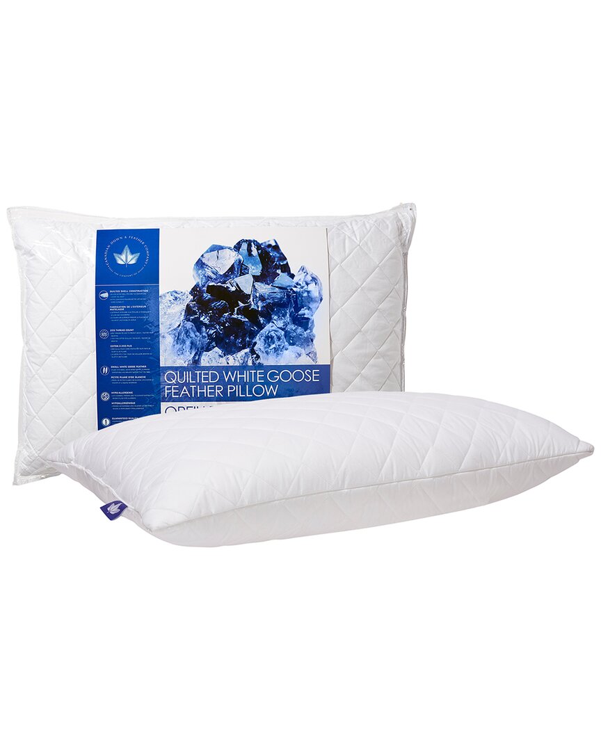 Quilted White Goose Feather Pillow Soft  Support