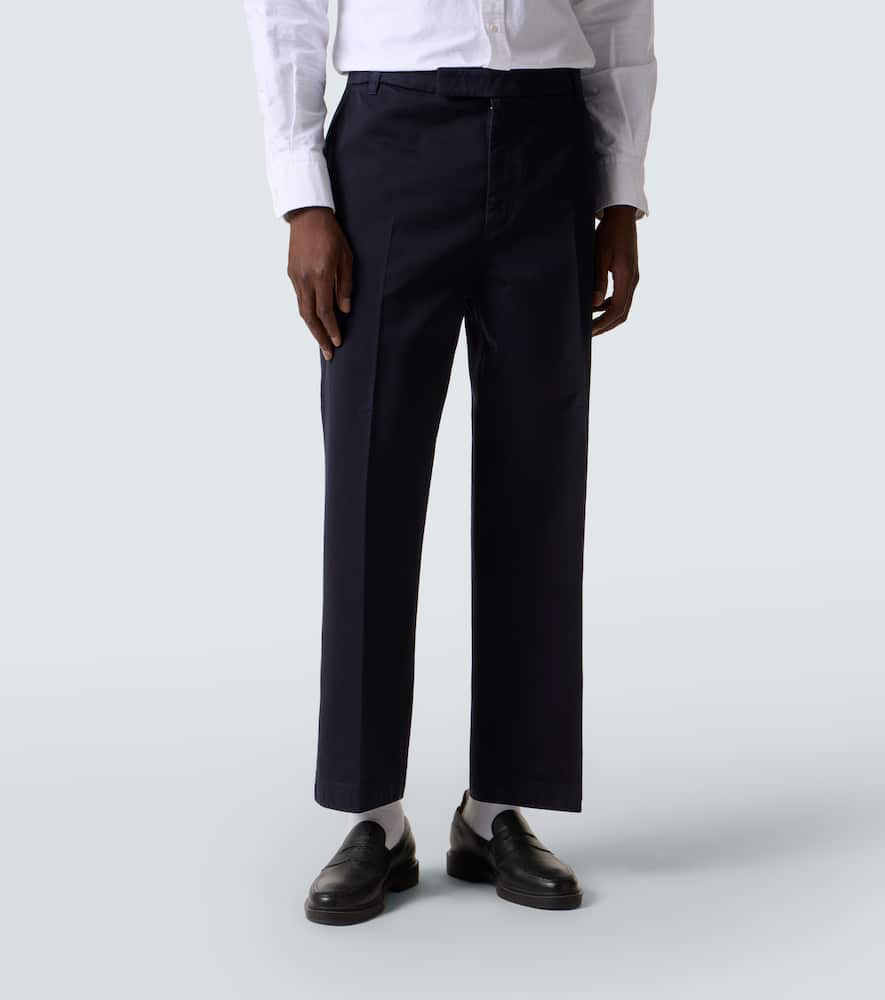 Cotton twill straight pants