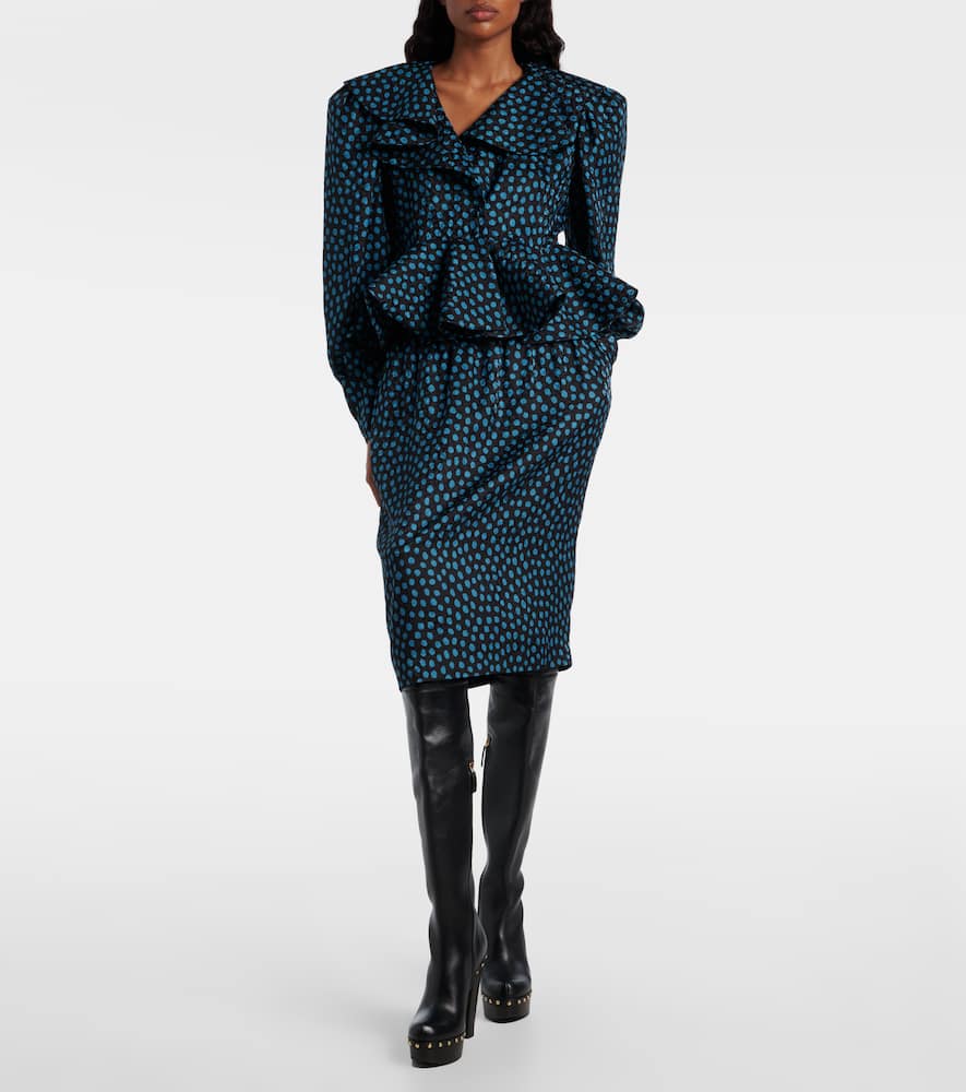 Chloé Polka-dot peplum silk jacquard top