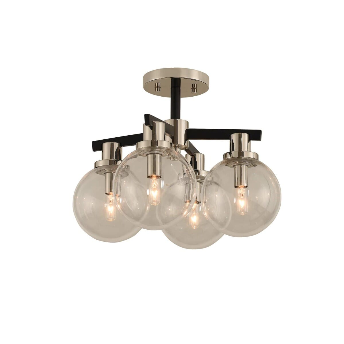 Cameo 4-Light Ceiling Light in Matte Black Finish With Nickel Accent