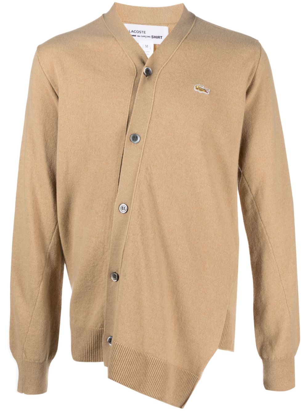 X Lacoste asymmetric wool cardigan - Brown