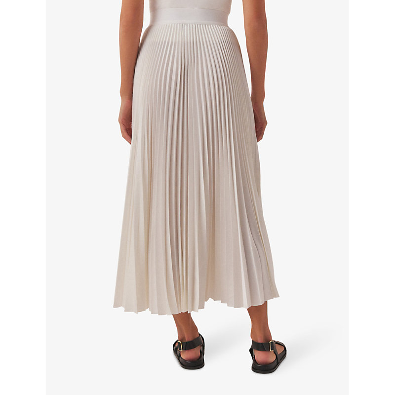Womens Ivory Pleated High-rise Recycled-polyester Midi Skirt