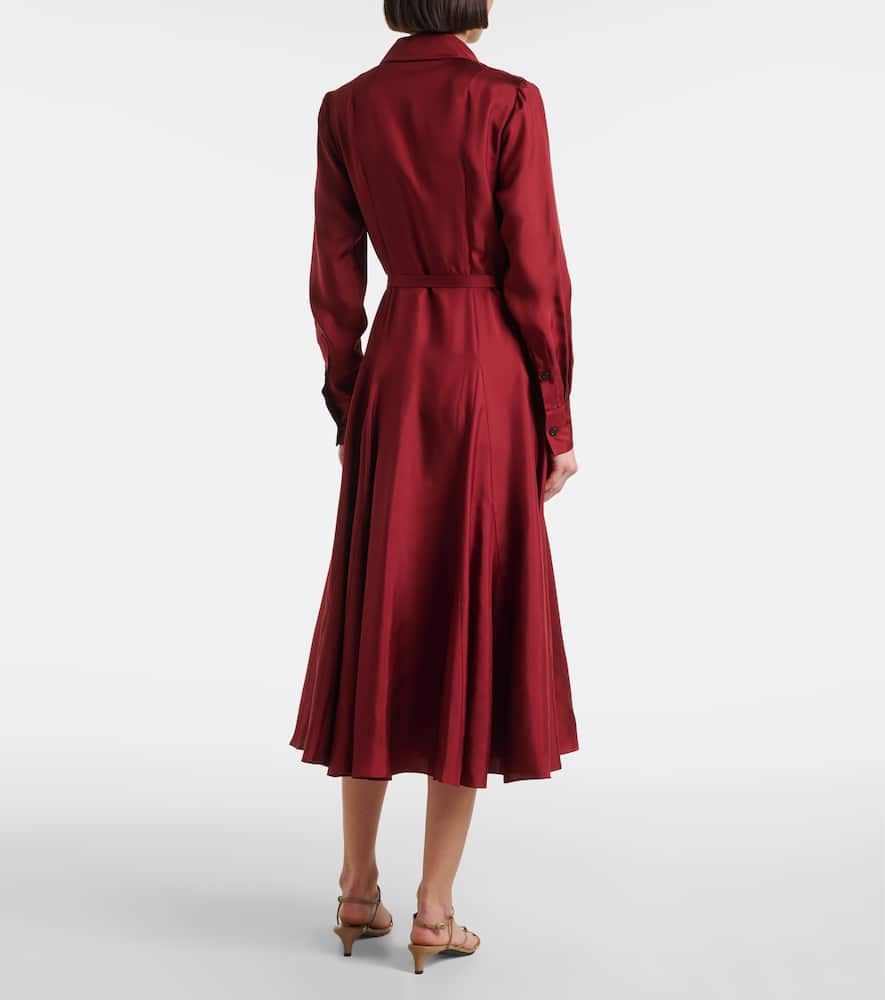 Riko belted silk twill shirt dress