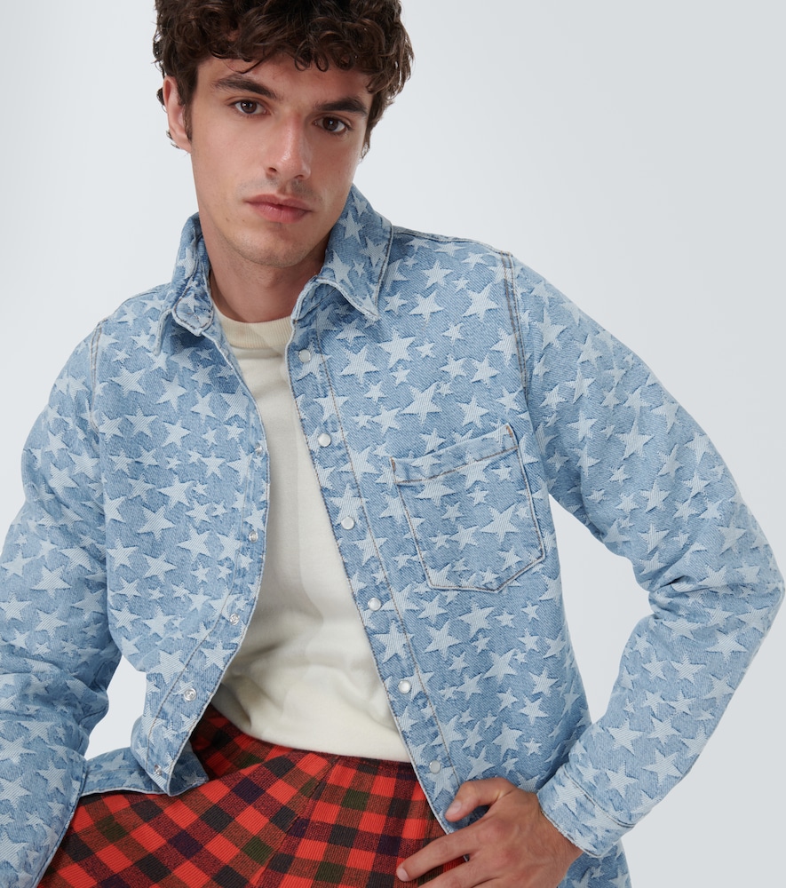 Jacquard denim overshirt