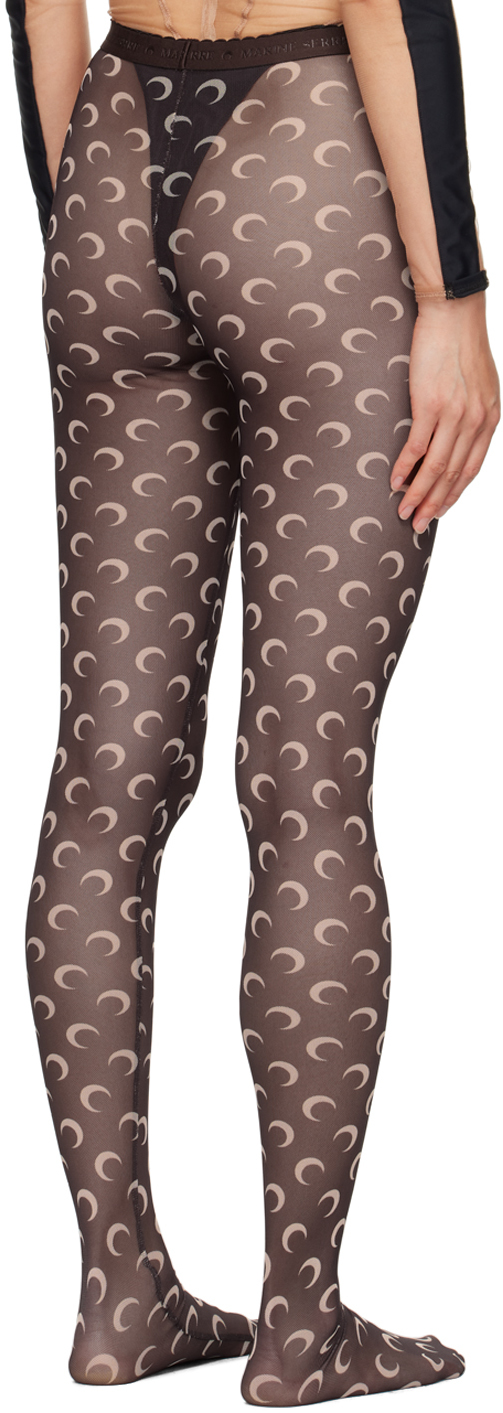 Marine Serre Brown Moon Printed Mesh Tights