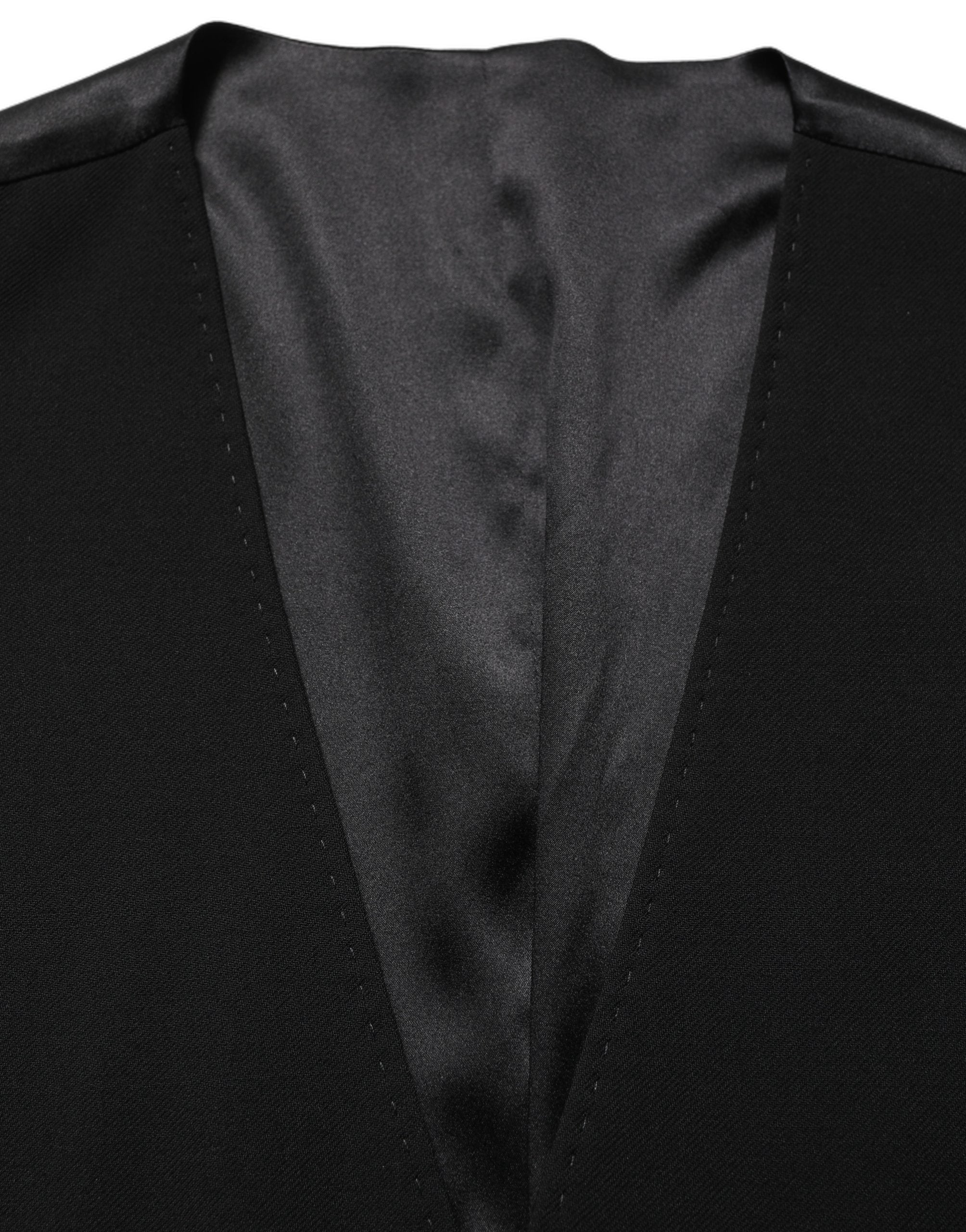 Virgin Wool Single-Breasted Vest — Black