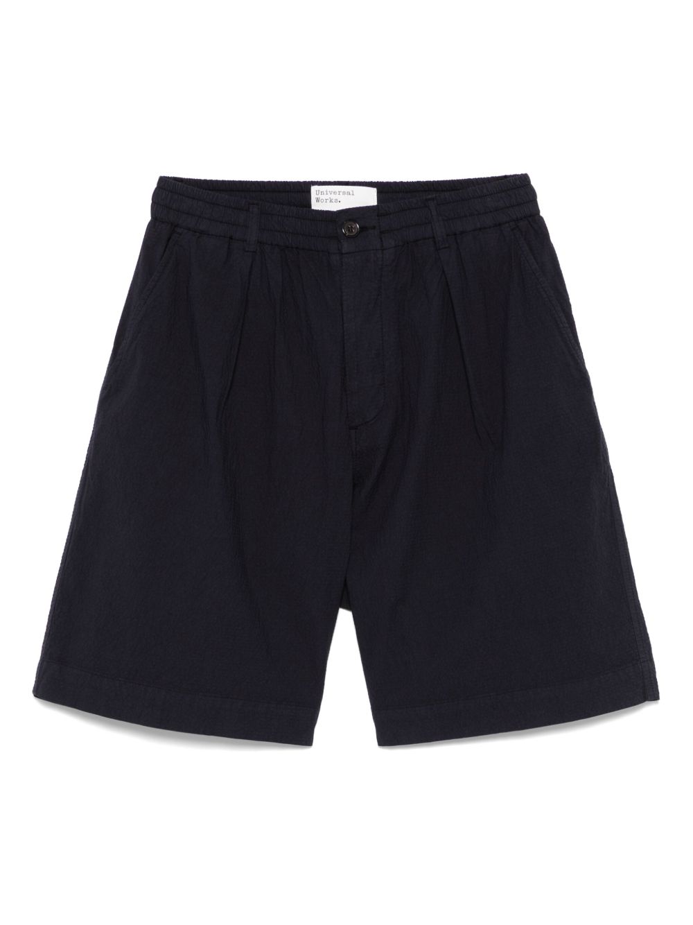 Universal Works seersucker pleated shorts - Blue