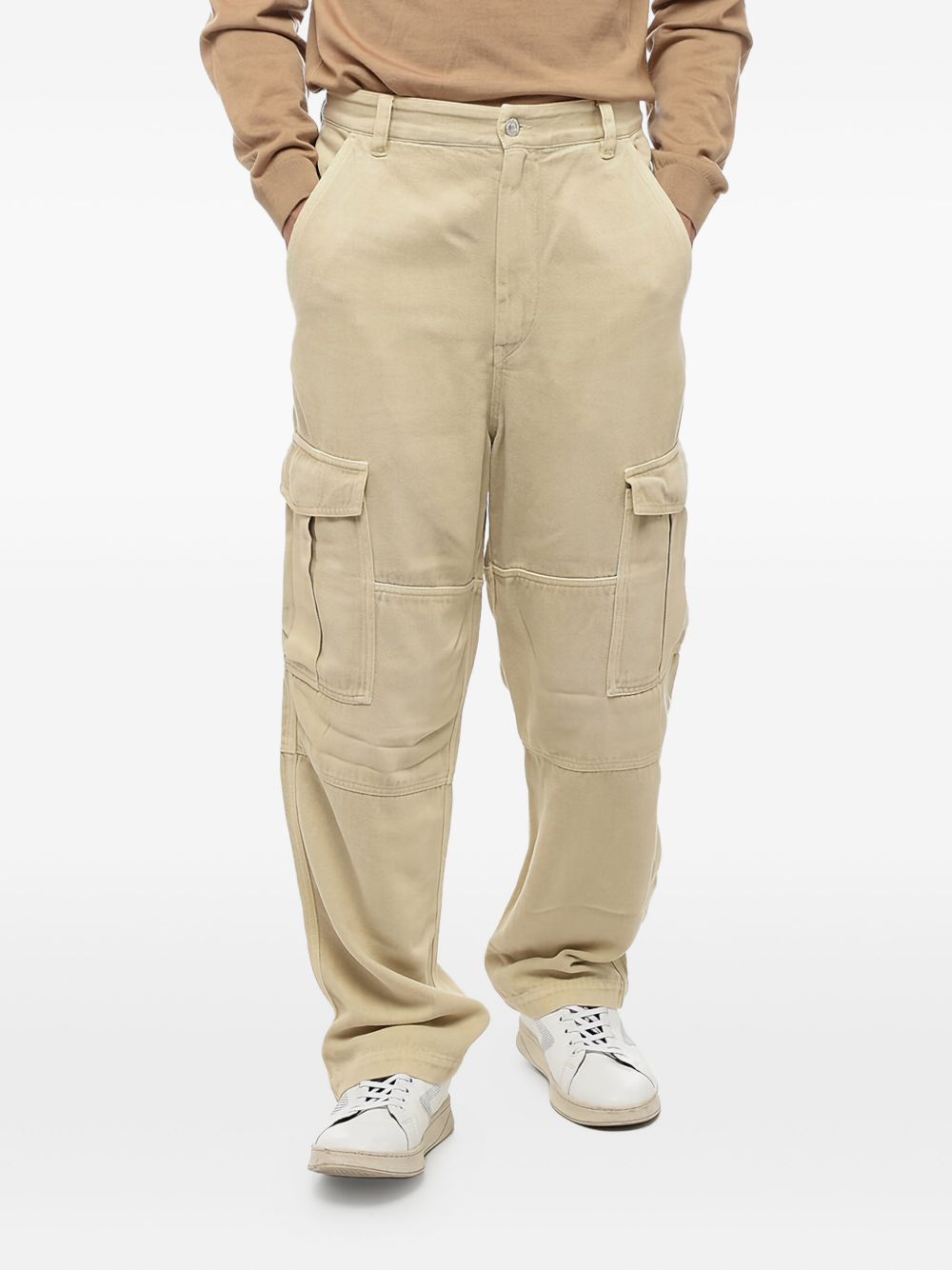 MARANT Isabel Marant Twill Fabric Cargo Pants with Belt Loops - Neutrals
