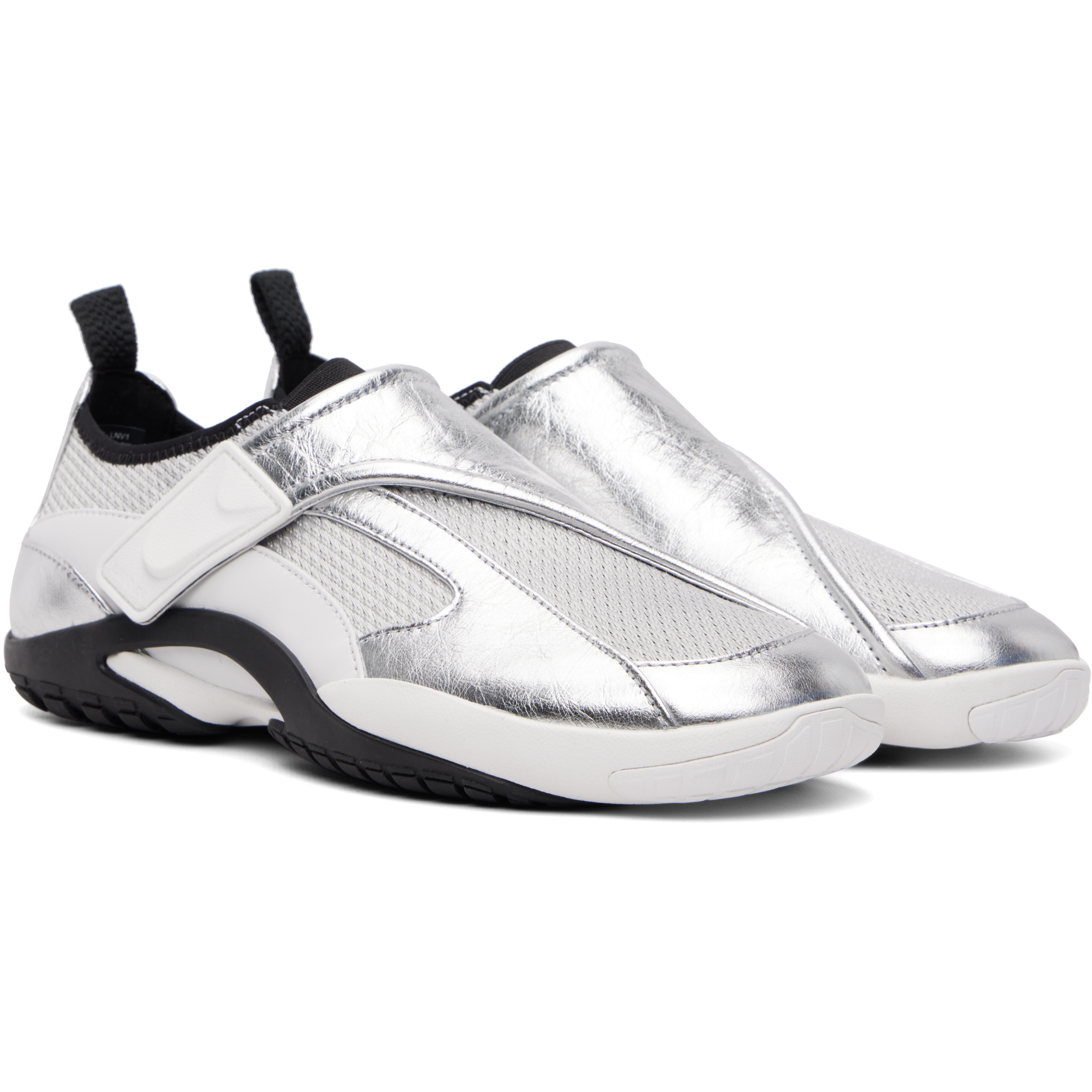 Silver LNV1 Crinkled Metallic Leather Sneakers