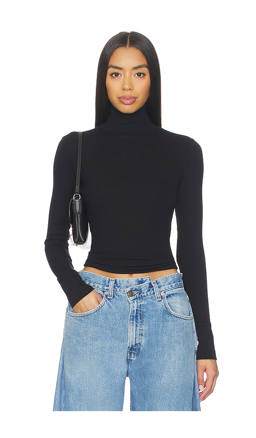 Perfectwhitetee Hayden Turtleneck Top in True Black. XS also in L, M
