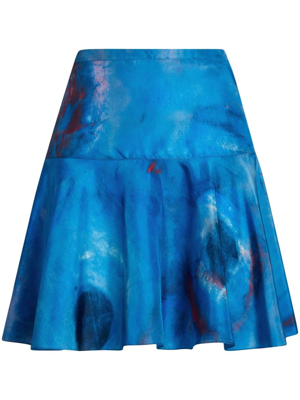 Abstract-print silk skirt - Blue