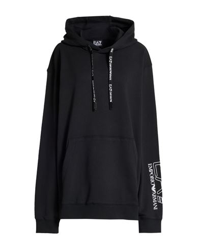 Woman Sweatshirt Black Size XS Cotton, Elastane