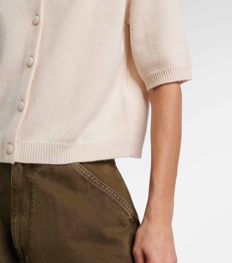 Floral-appliqué wool and cashmere cardigan