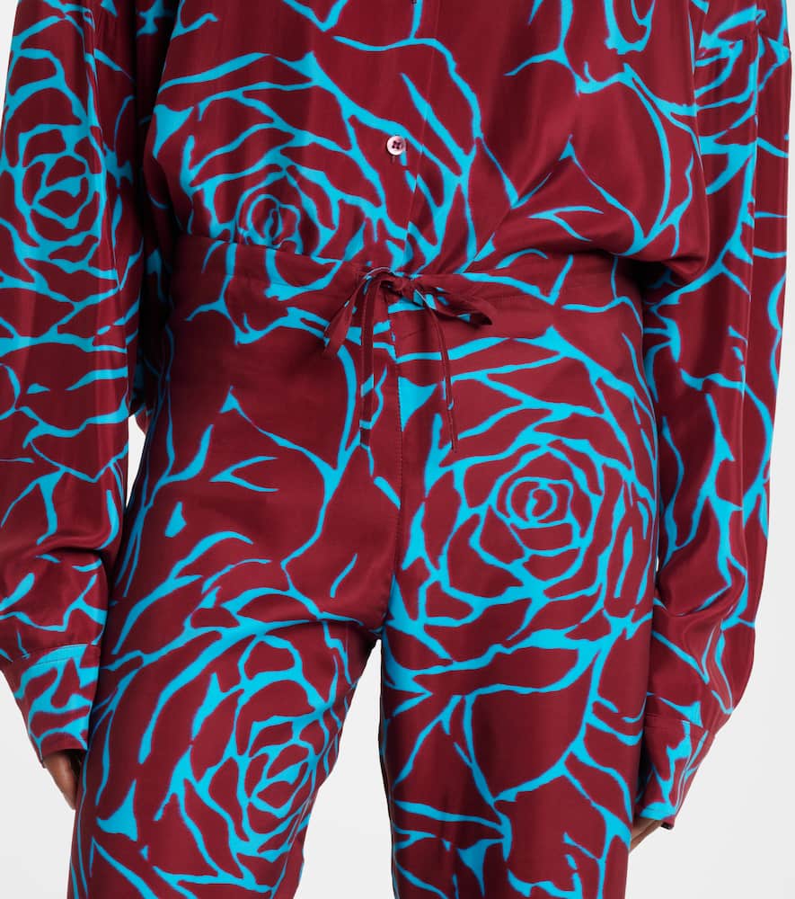 Floral jersey straight pants