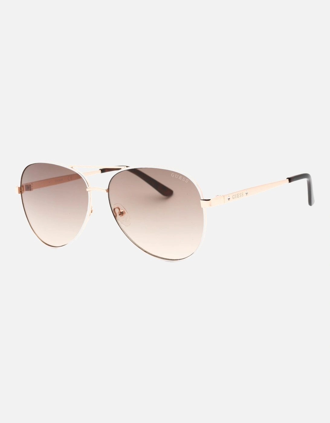 Women's Guess Gradient Brown Lens White Framed Rose Gold Sunglasses - Size: ONE size