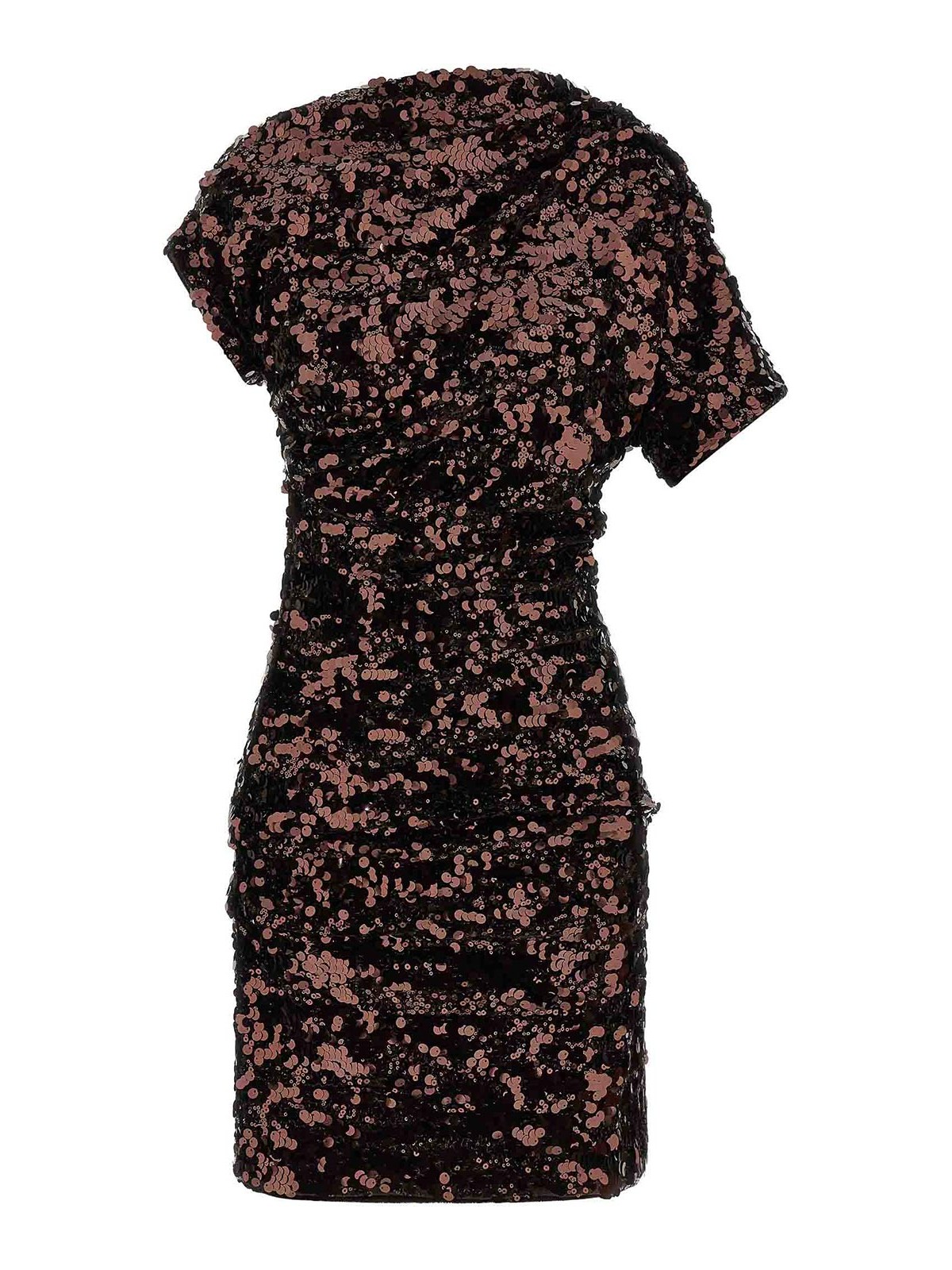 Brown Sequins Mini Dresses Brown