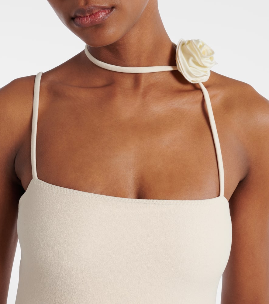 Rose Choker asymmetrical swimsuit