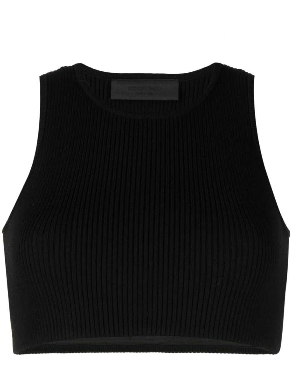 Logo-patch ribbed crop top - Black