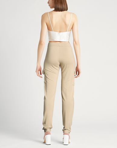 Woman Pants Khaki Size 2 Viscose, Elastane