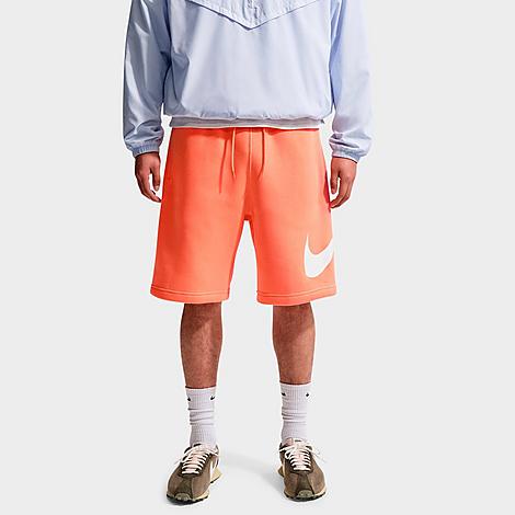 Men's Club Fleece Swoosh Graphic Shorts in Orange Frost/Orange Frost/White