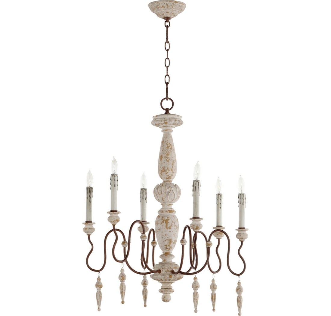 Quorum La Maison 6-Light 30" Traditional Chandelier in Manchester Grey with Rust Accent