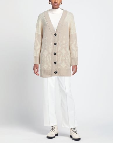 Woman Cardigan Beige Size 6 Virgin Wool, Silk, Cashmere