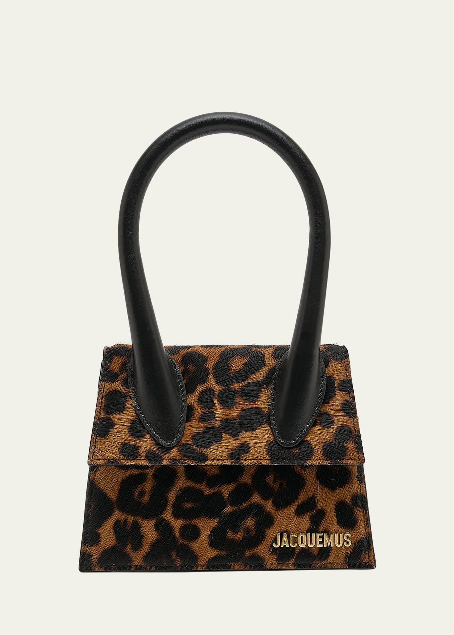 Le Chiquito Moyen Leopard Top-Handle Bag