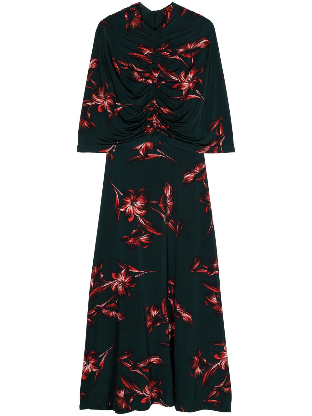 Alix floral-print midi dress - Black
