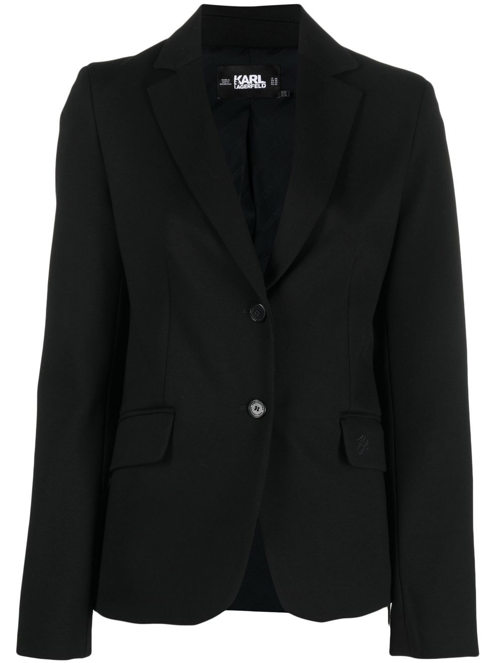 Embroidered-logo fitted blazer - Black