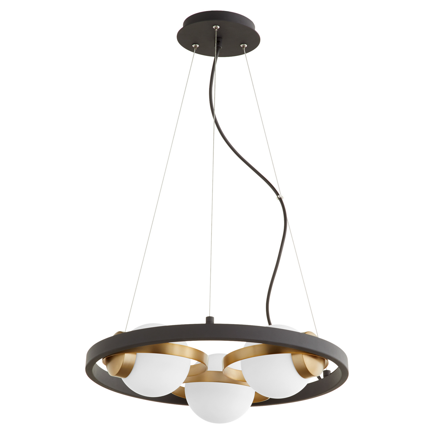 Nimbus 3-Light Chandelier in Textured Black w with Aged Bra