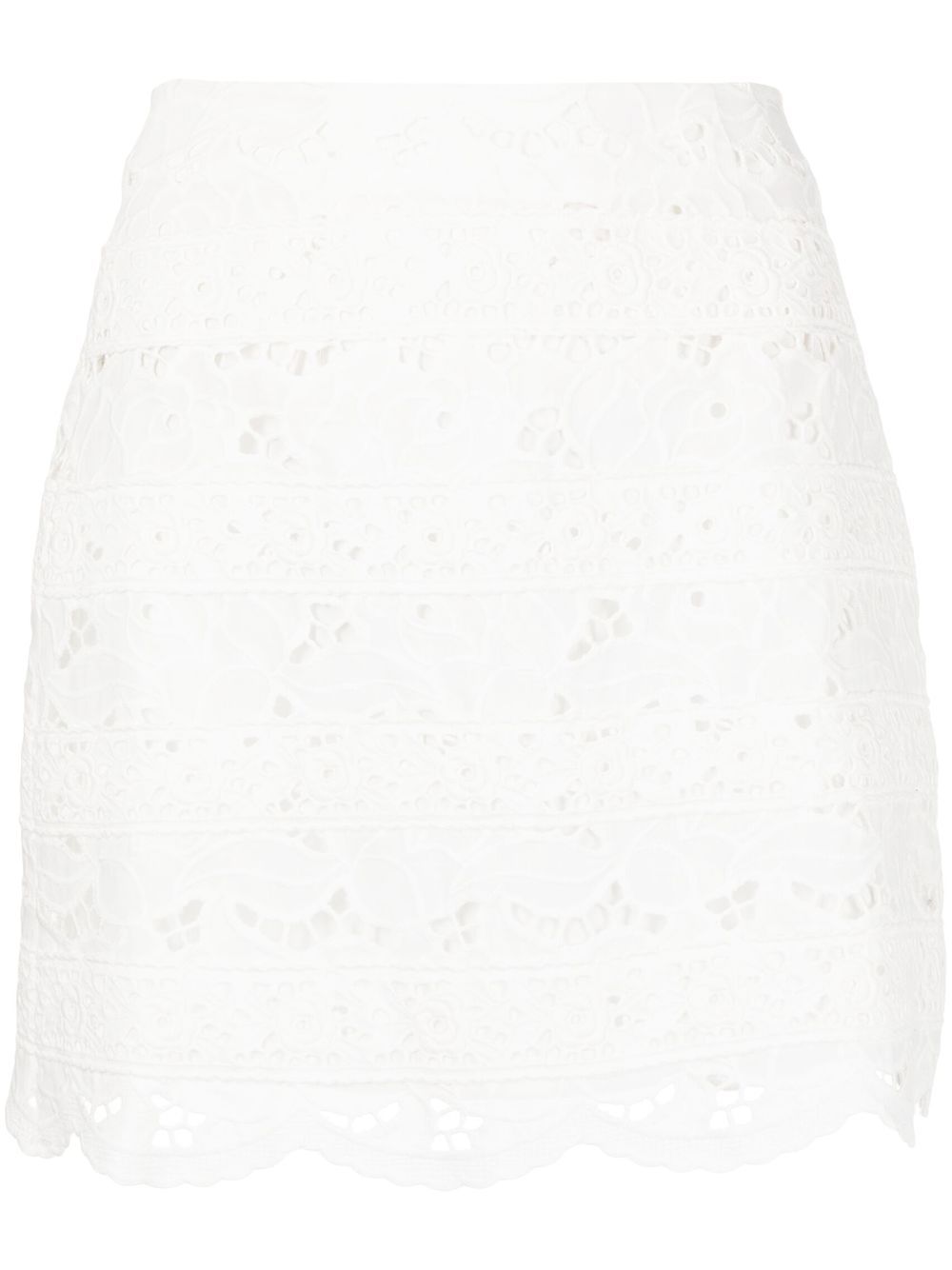 Broderie-anglaise mini skirt - White