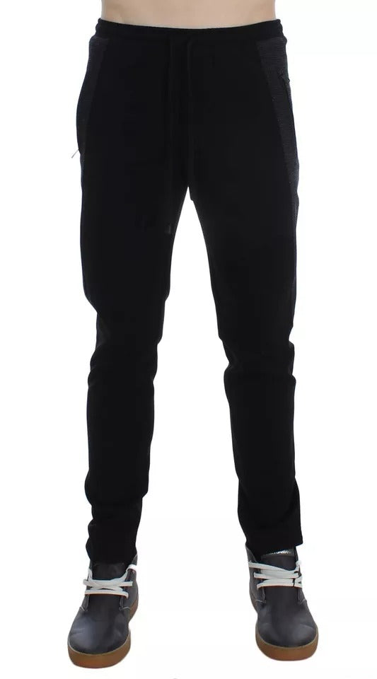 Wool Blend Casual Trousers — Black