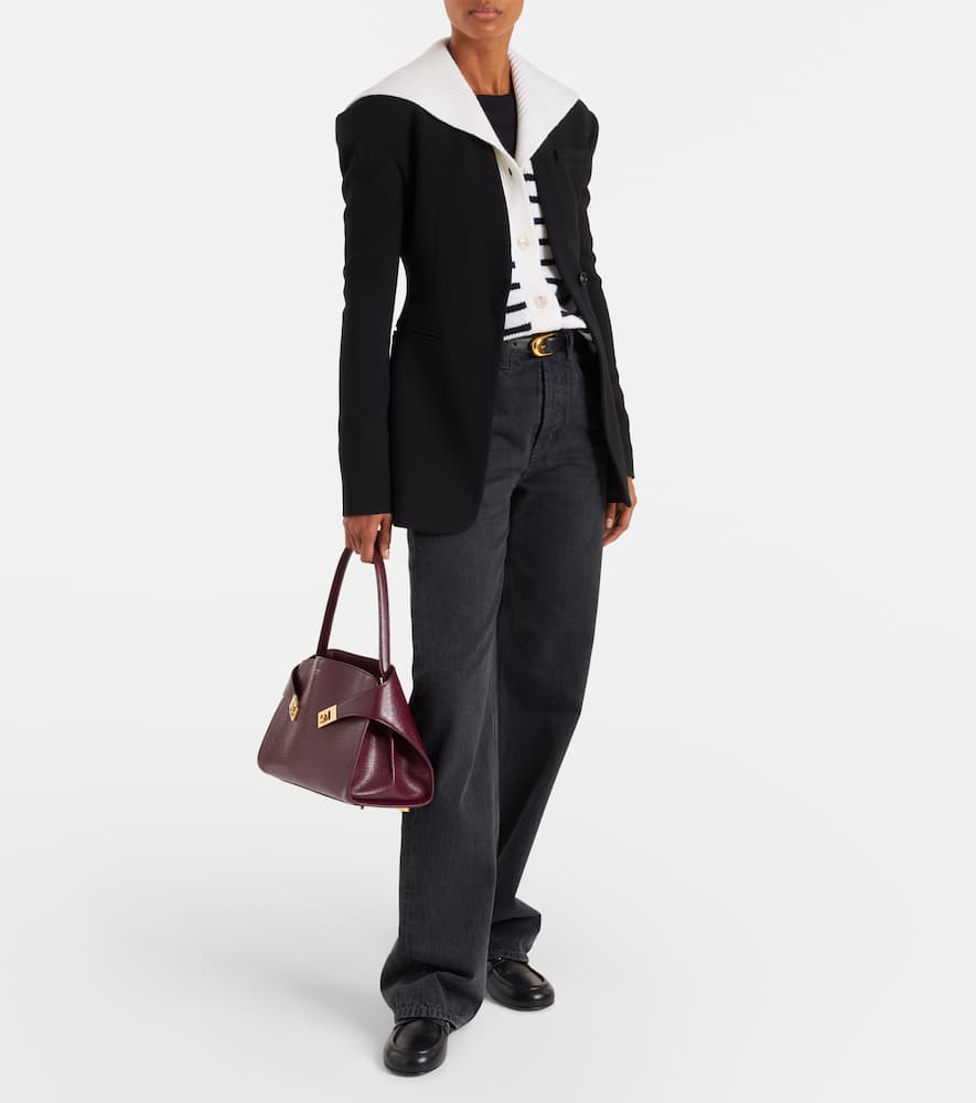 Striped wool and cashmere cardigan