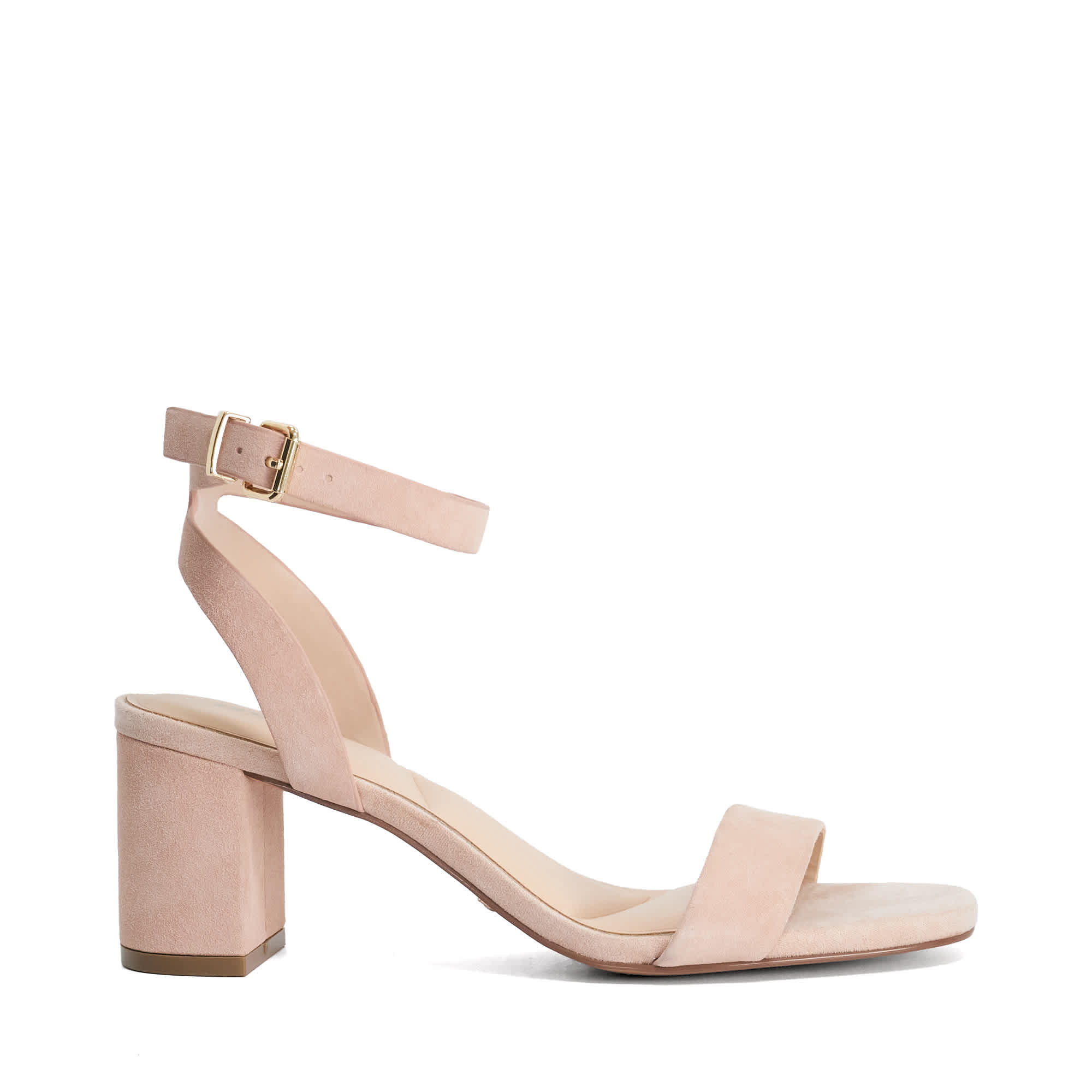 Dune London Womens Ladies Medina - Block Heel Ankle Strap Sandals - Blush Suede