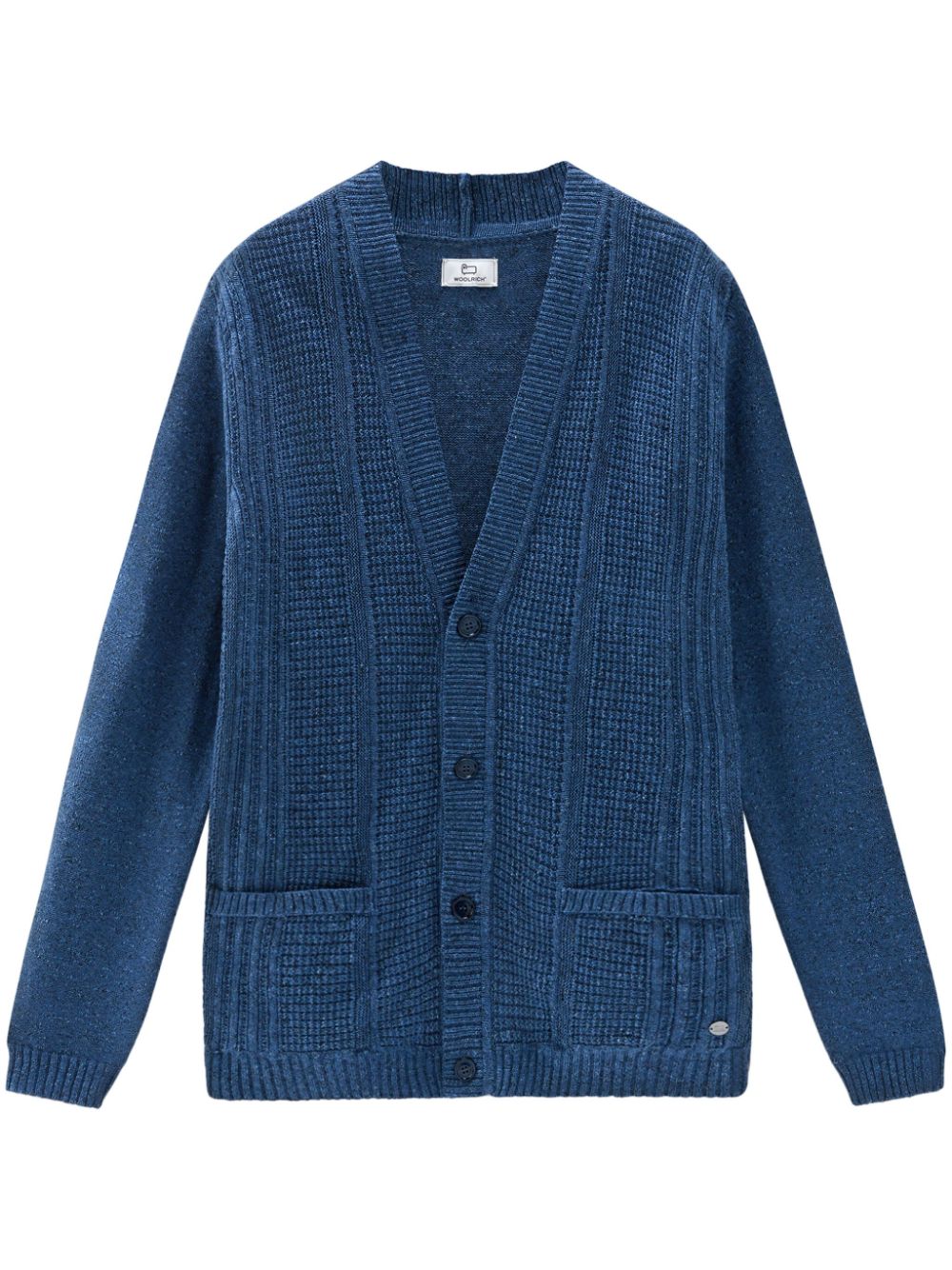 Ribbed-knit V-neck cardigan - Blue